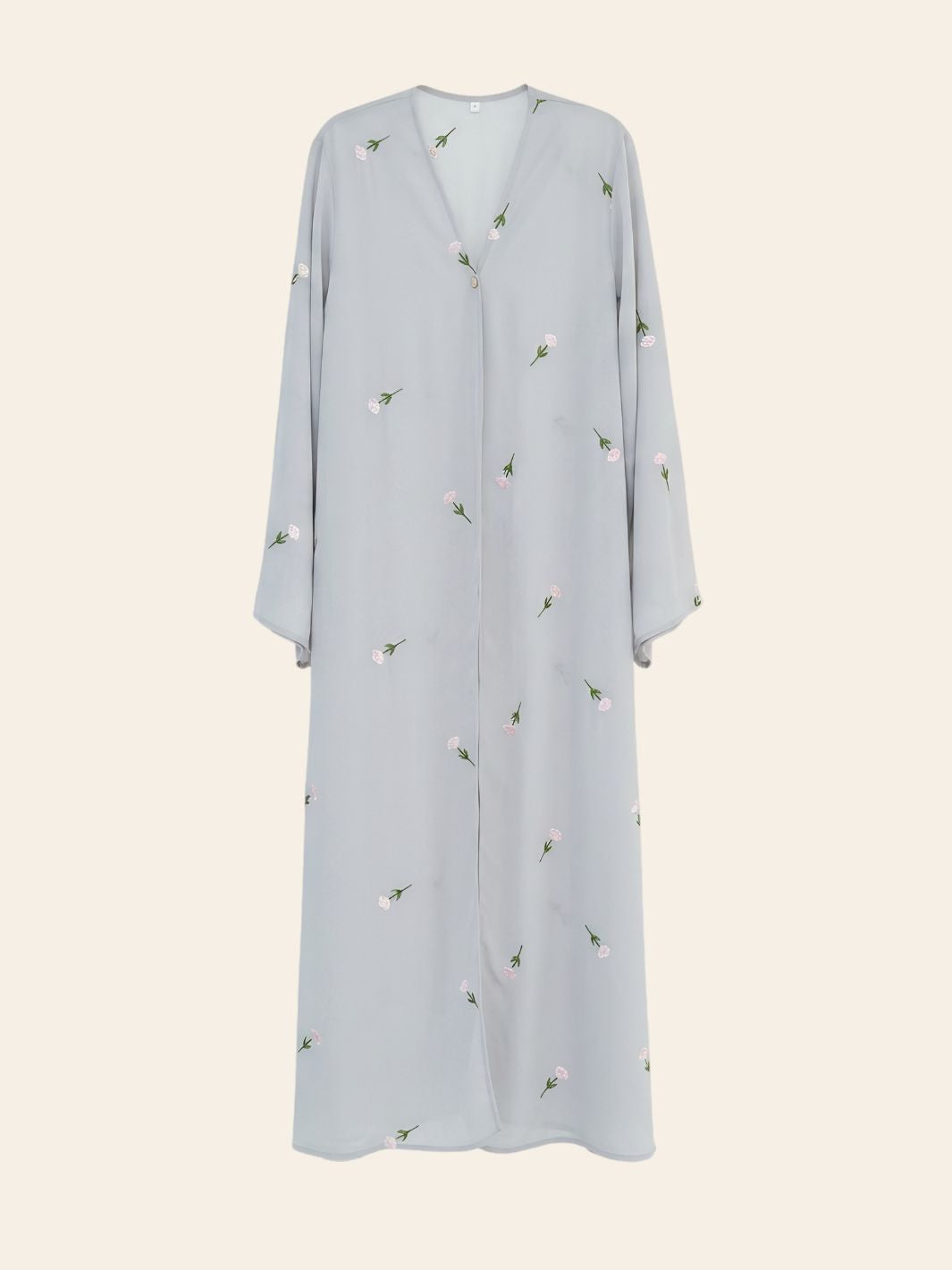 Abaya Kimono Grise Fleurie
