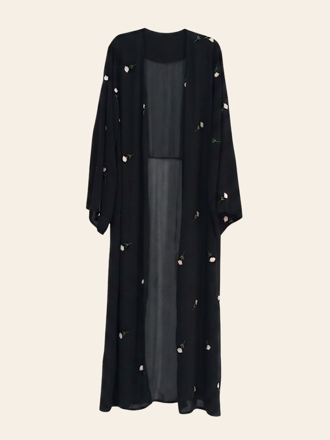 Abaya Kimono Noire Fleurie