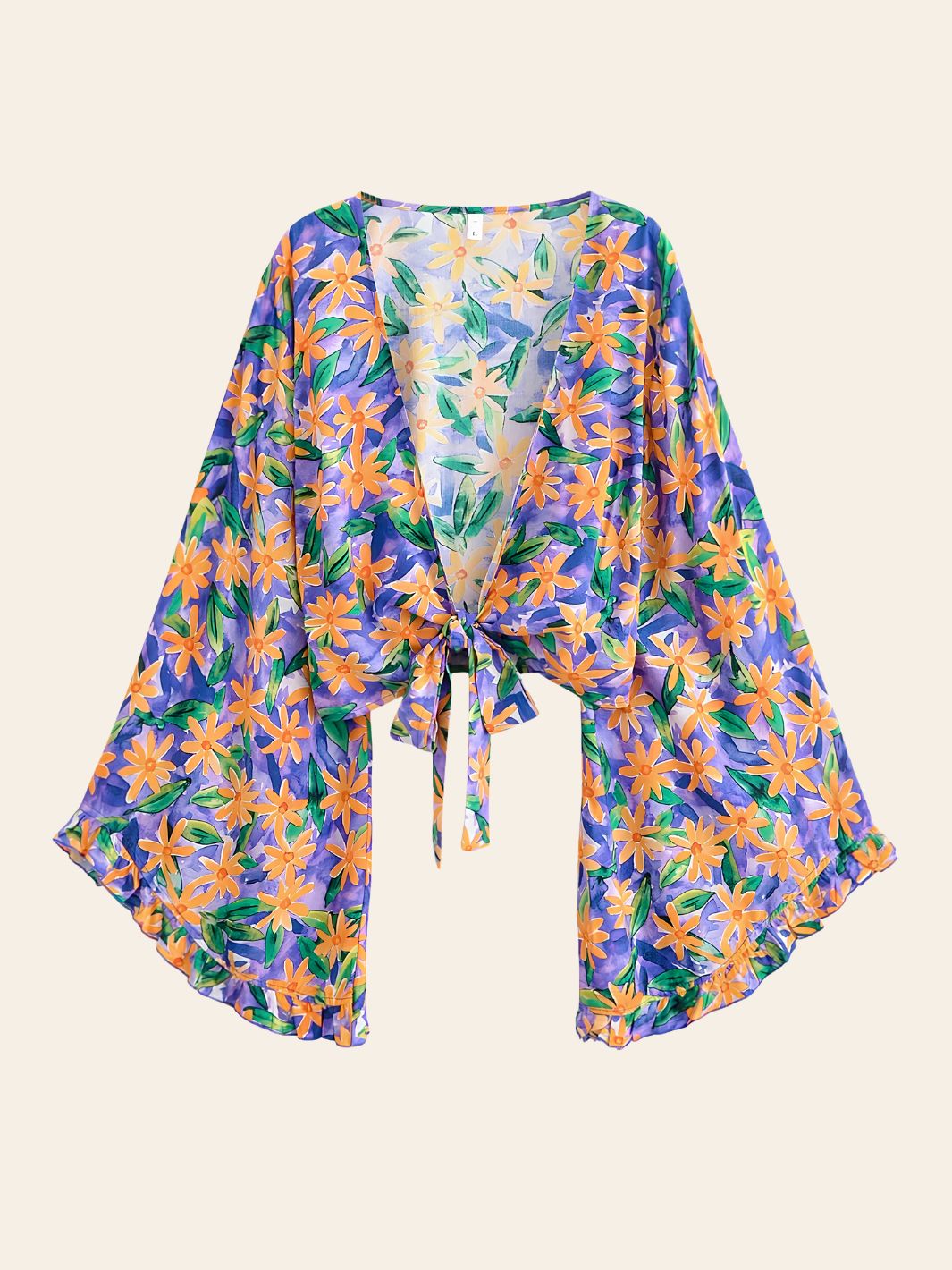 Kimono de Plage Court Fleuri