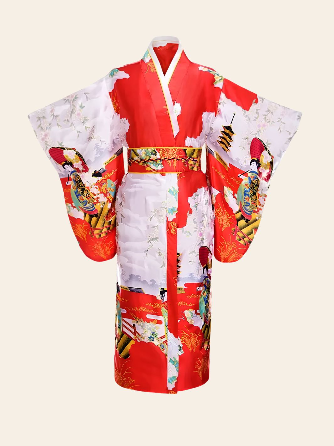 Robe Kimono Geisha Rouge & Blanche