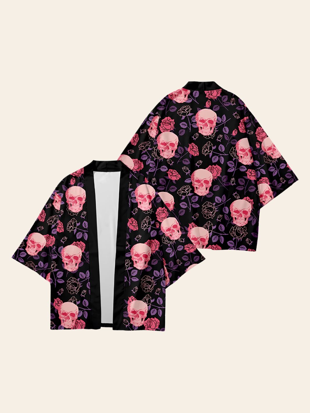 Veste Kimono Crânes Roses