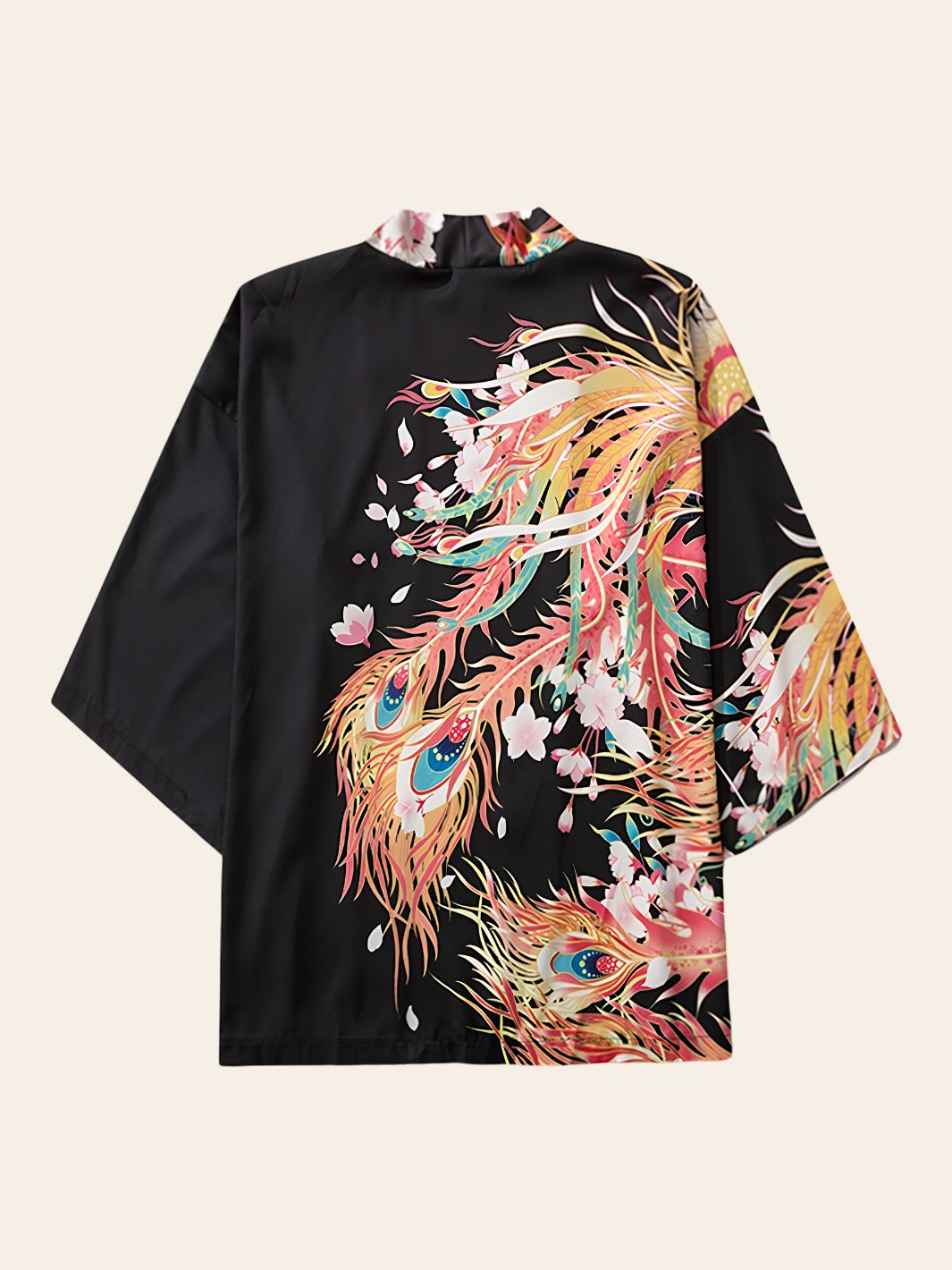 Veste Kimono à Motif Phénix Coloré