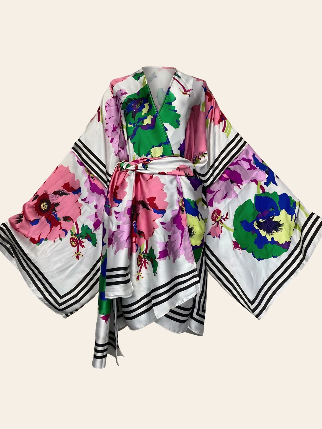 Kimono Plage Design Fleurs Multicolores
