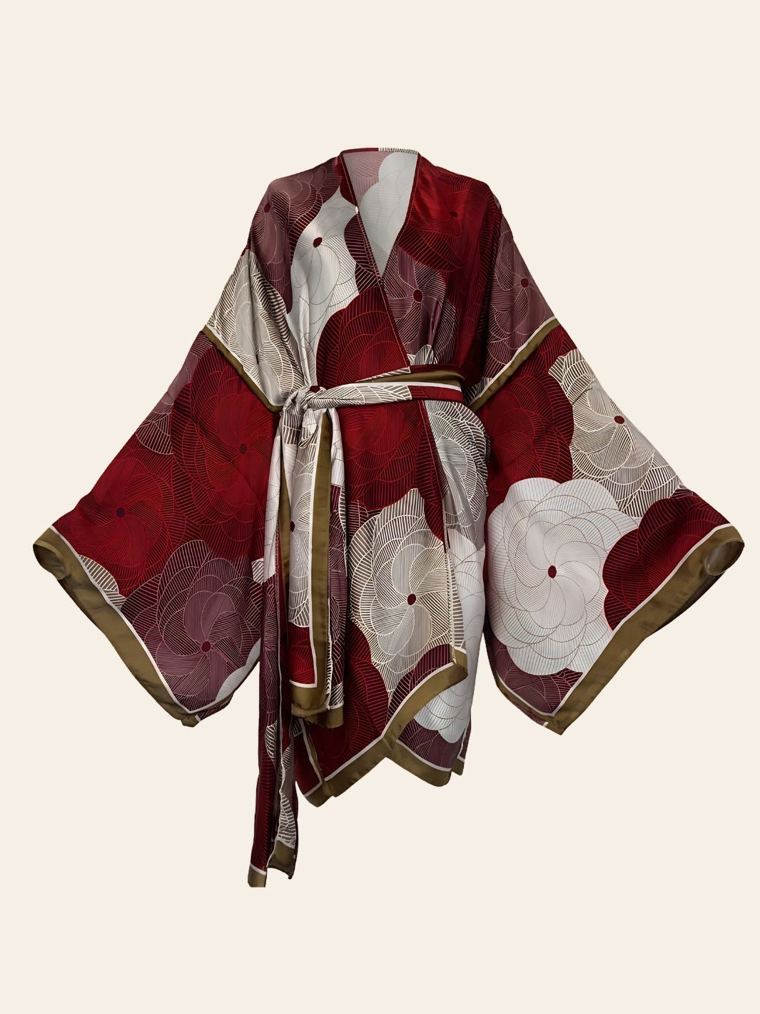 Kimono Plage Design Rouge & Blanc