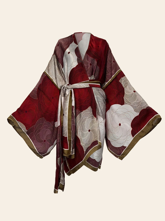 Kimono Plage Design Rouge & Blanc