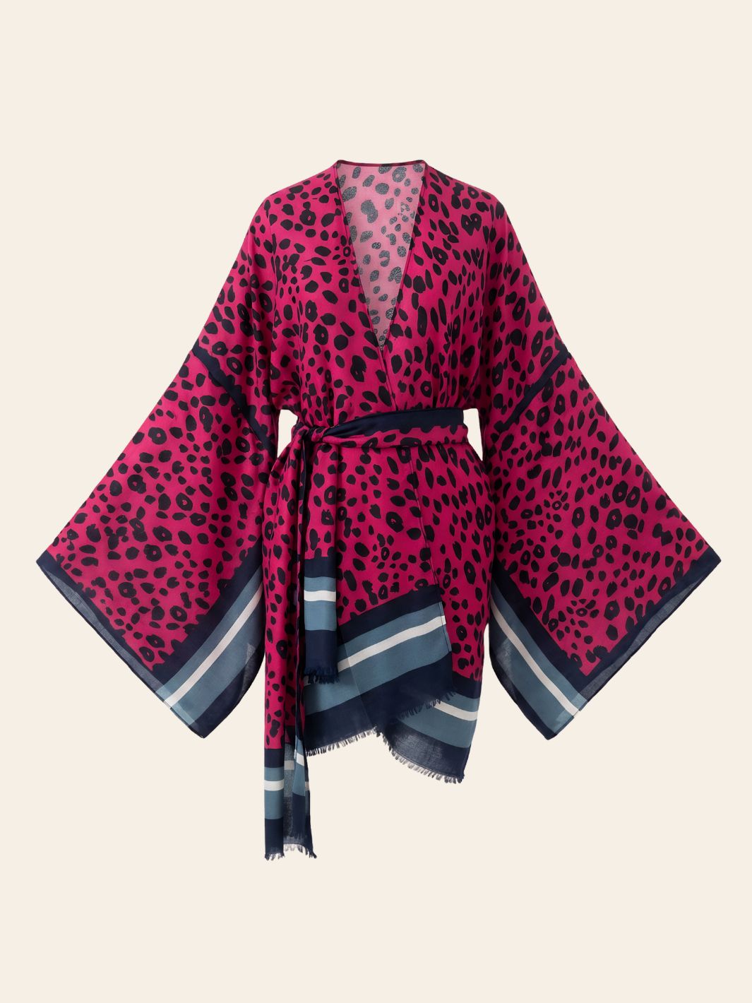 Kimono Plage Léopard Rose