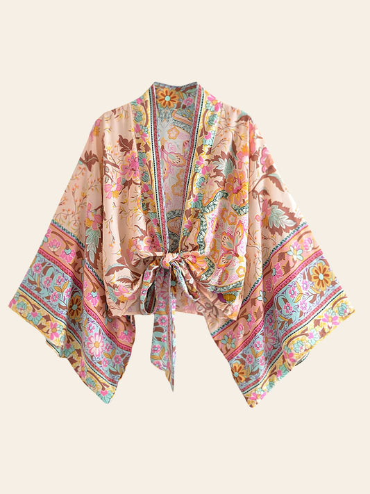 Robe Kimono Courte Beige