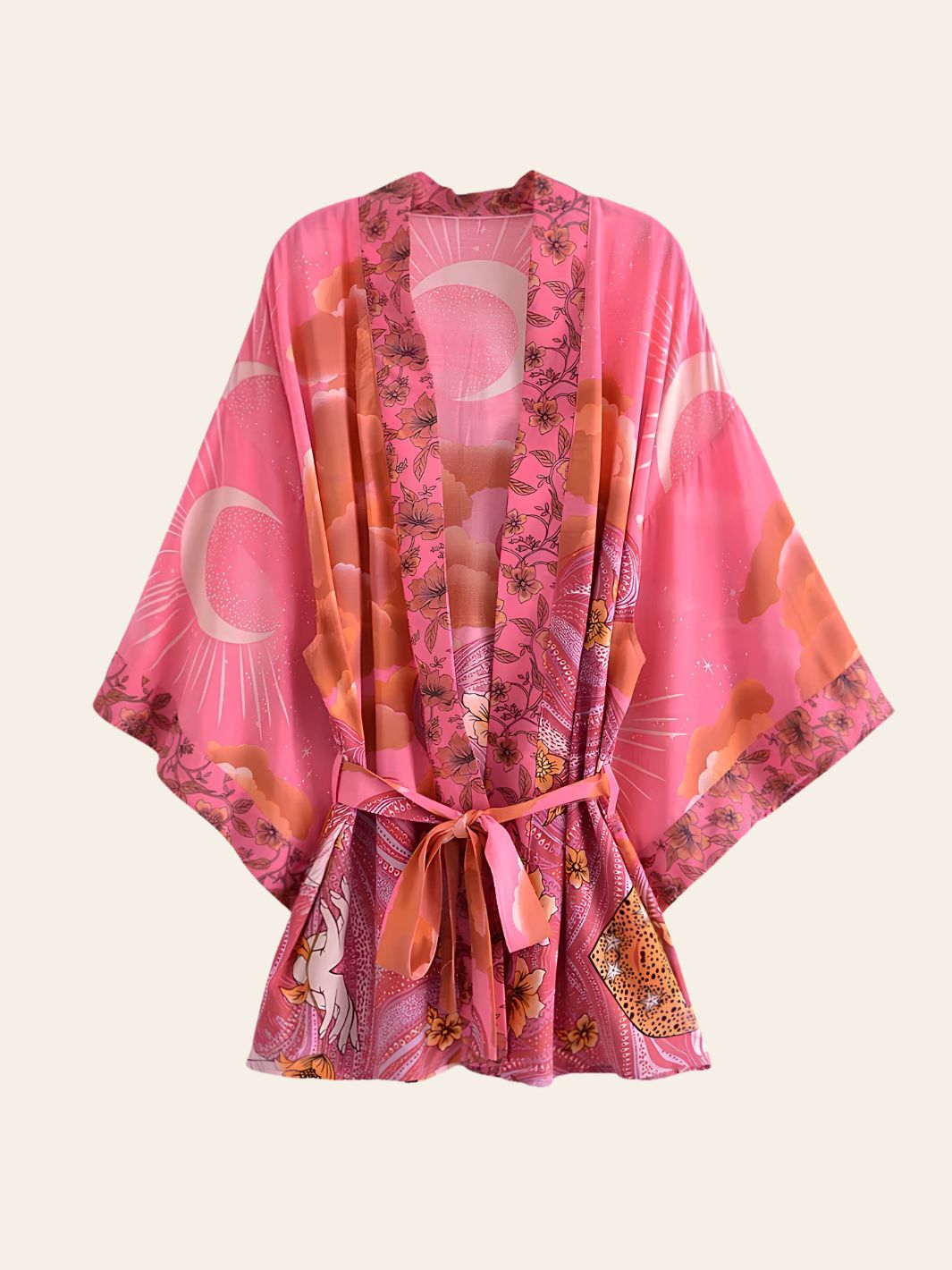 Robe Kimono Courte Rose