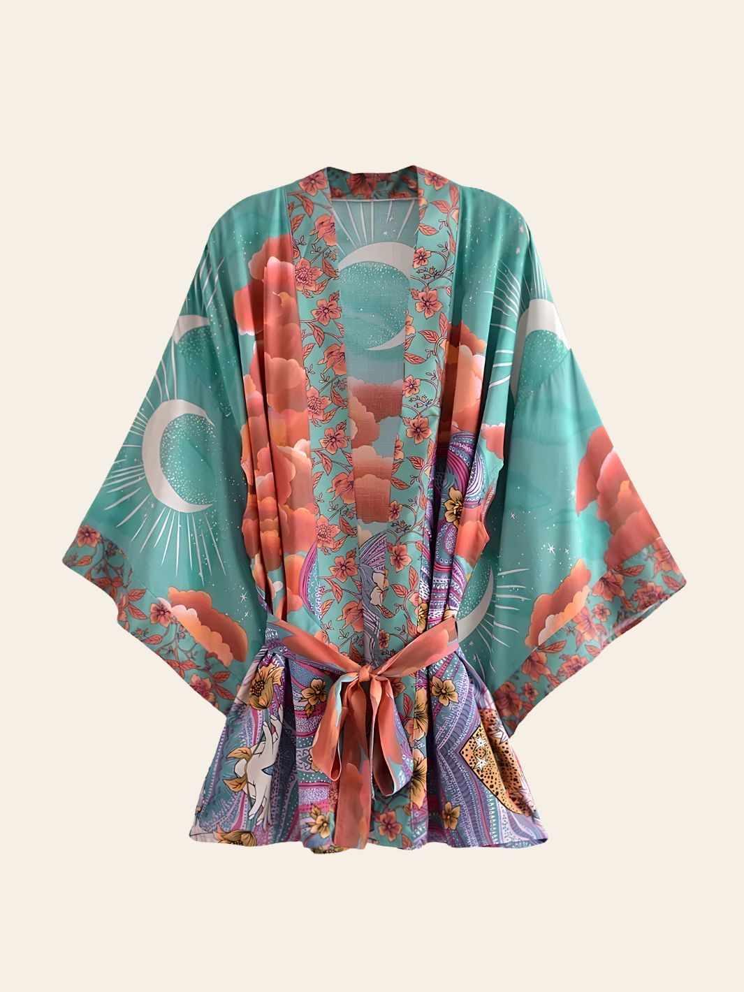 Robe Kimono Courte Verte