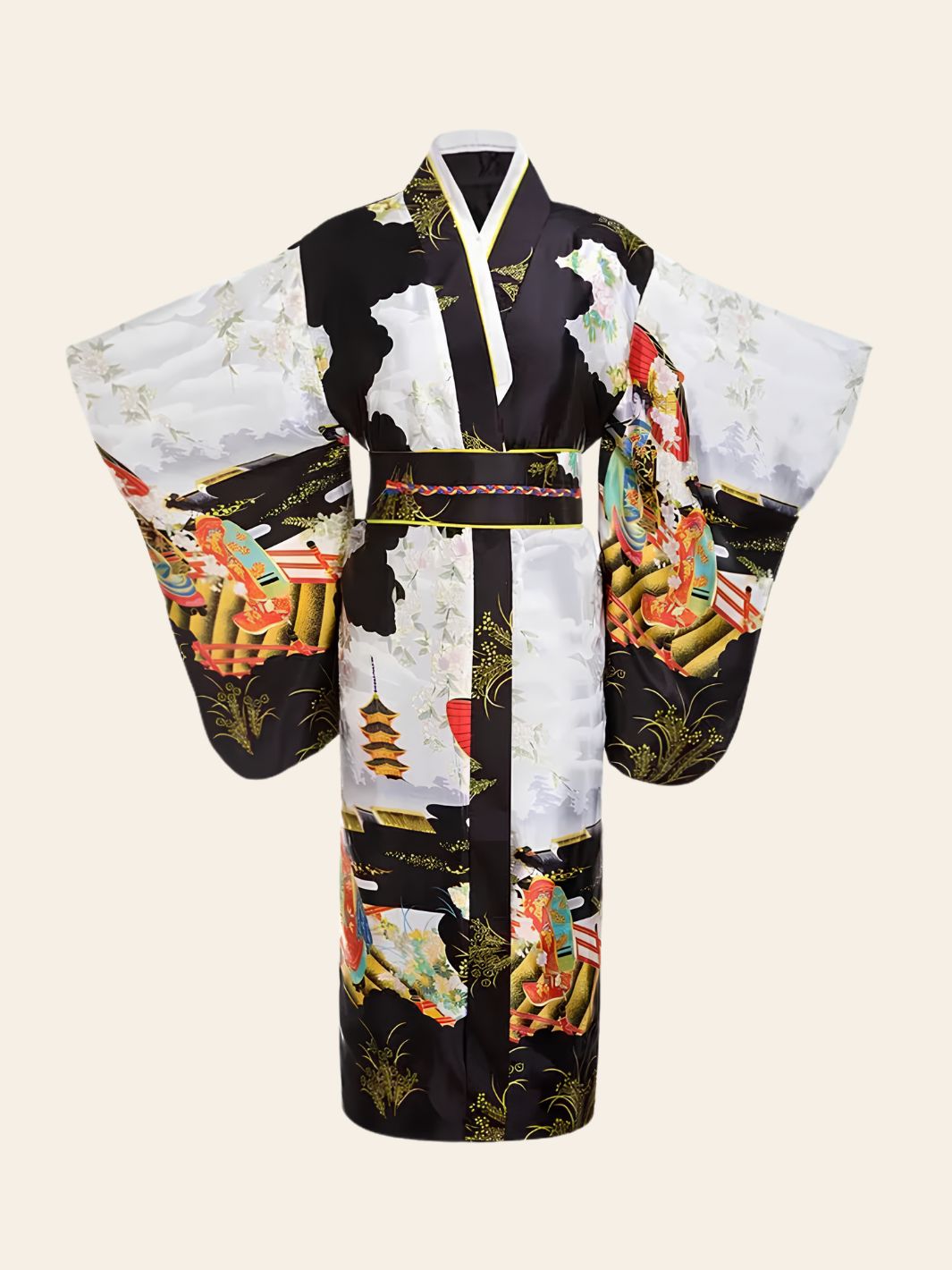 Robe Kimono Geisha Noire & Blanche