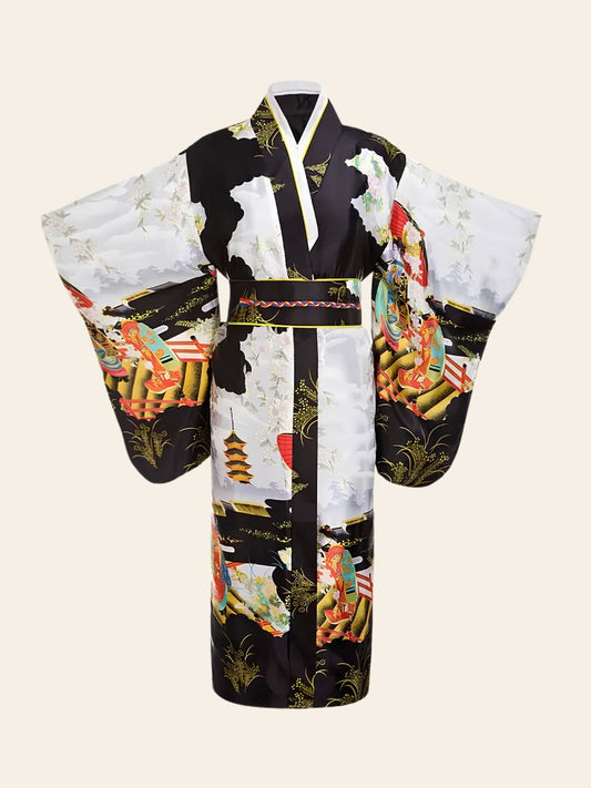 Robe Kimono Geisha Noire & Blanche