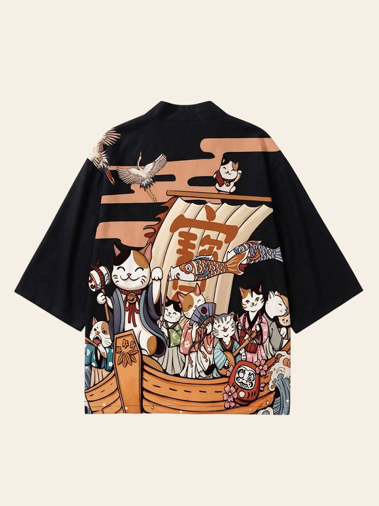 Veste Kimono Bateau & Chats