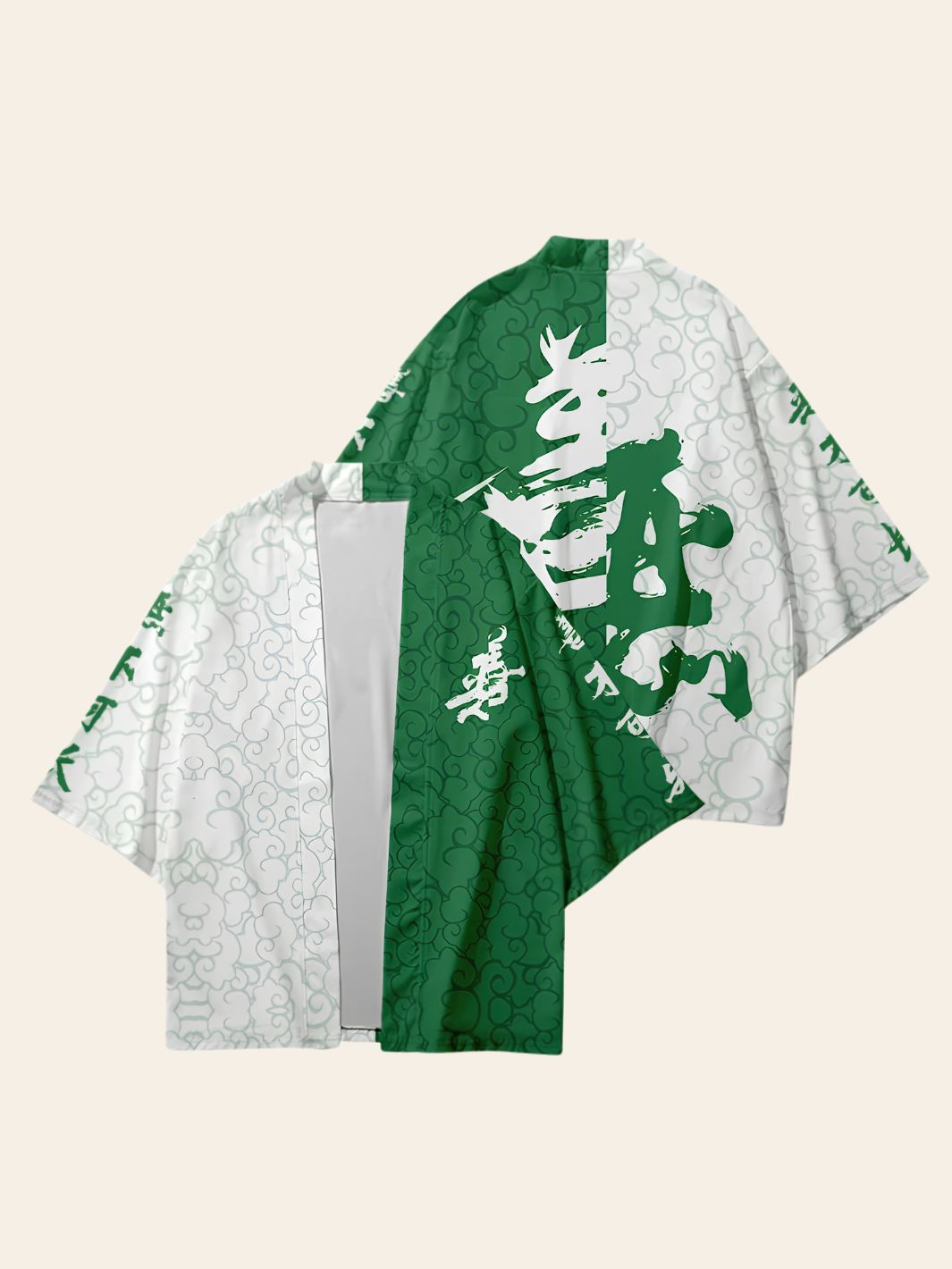 Veste Kimono Blanche & Verte