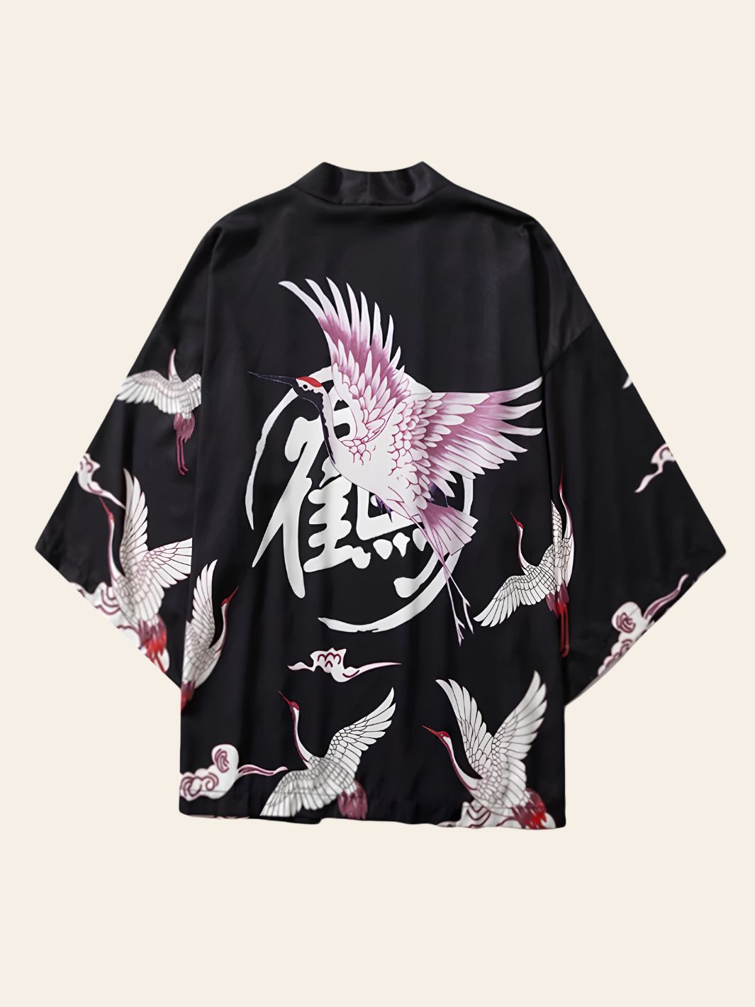 Veste Kimono Design Noir & Rose