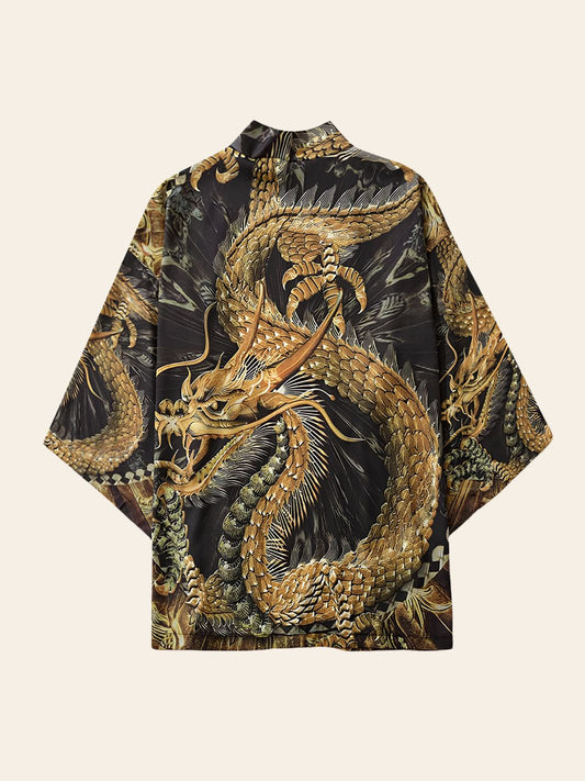 Veste Kimono Dragon Doré