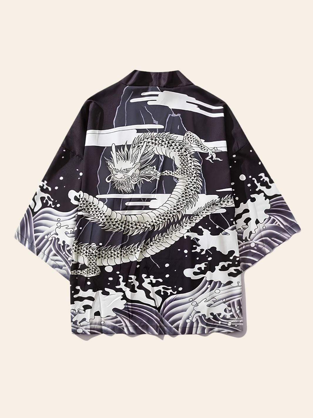 Veste Kimono Noire Dragon des Mers