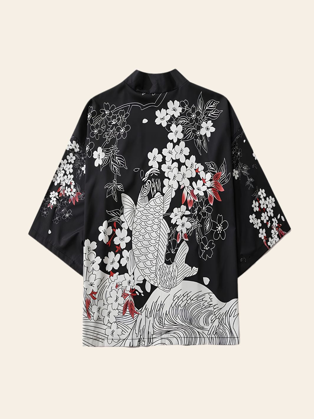 Veste Kimono Noire Océan & Fleures