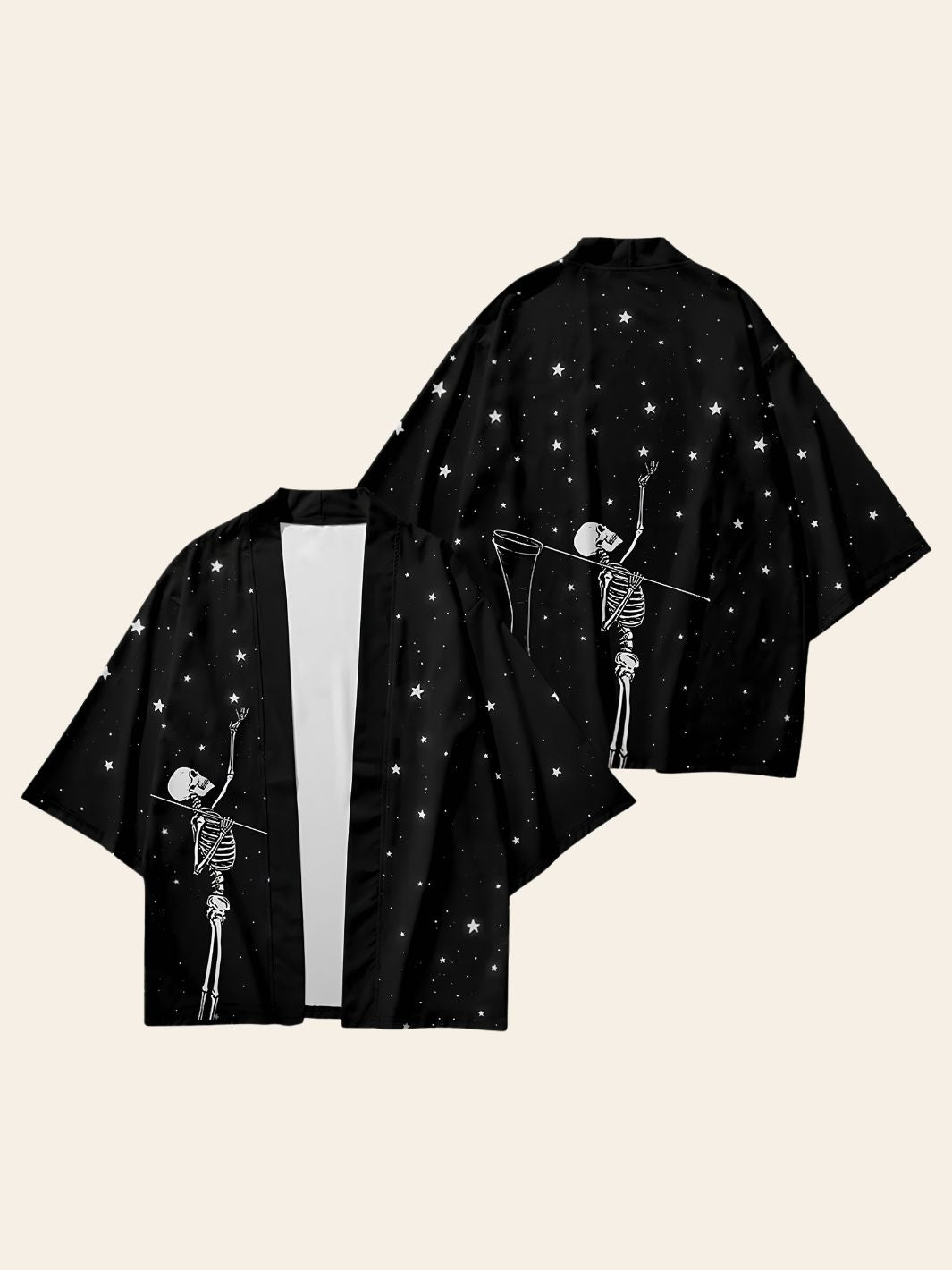 Veste Kimono Noire Squelette