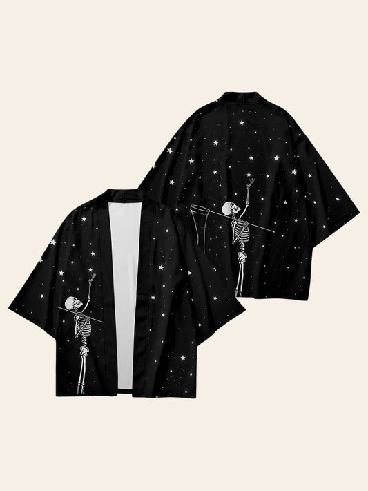 Veste Kimono Noire Squelette