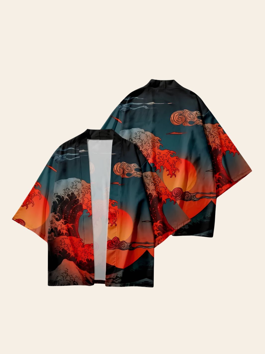 Veste Kimono Océan au Coucher de Soleil