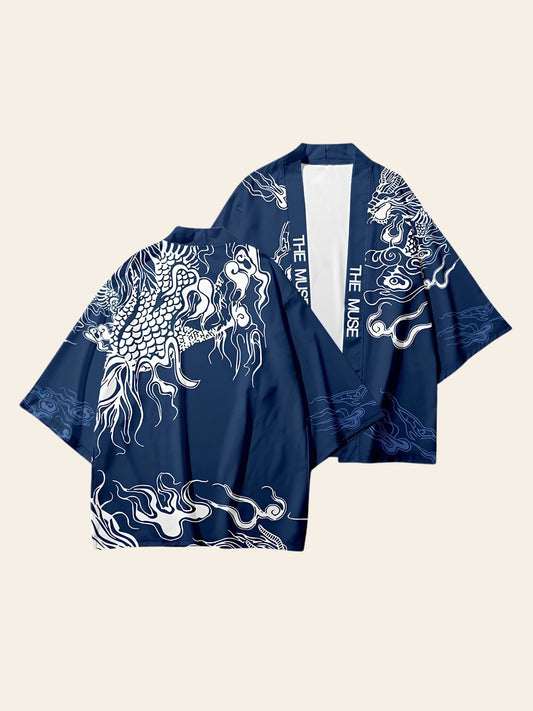 Veste Kimono Ryūjin Bleue
